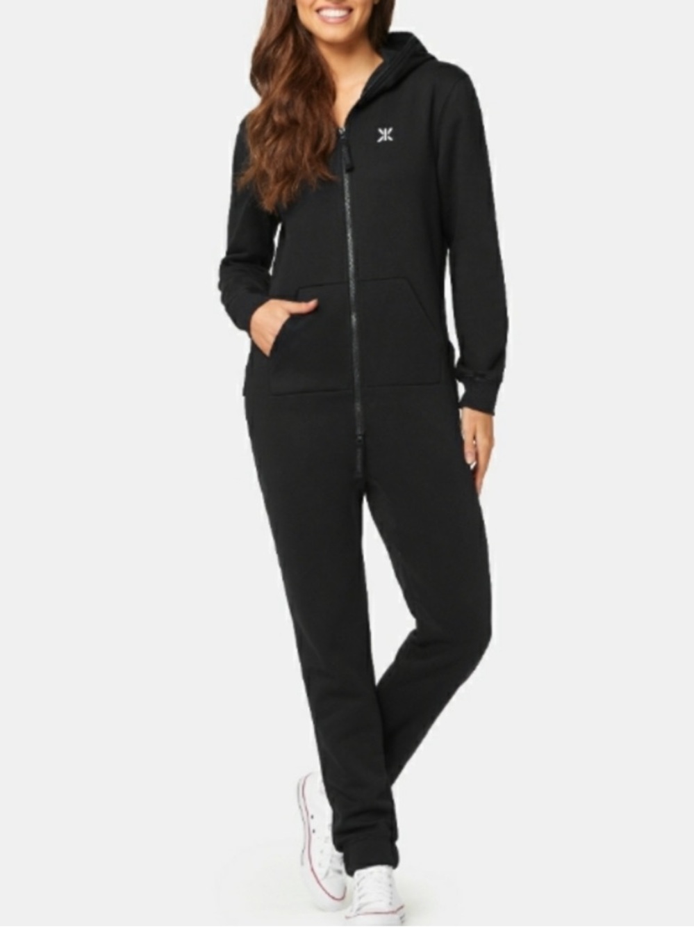 The Norwegian Original Onsie 2.0 Black Zip-Up Hooded Women's Jumpsuit